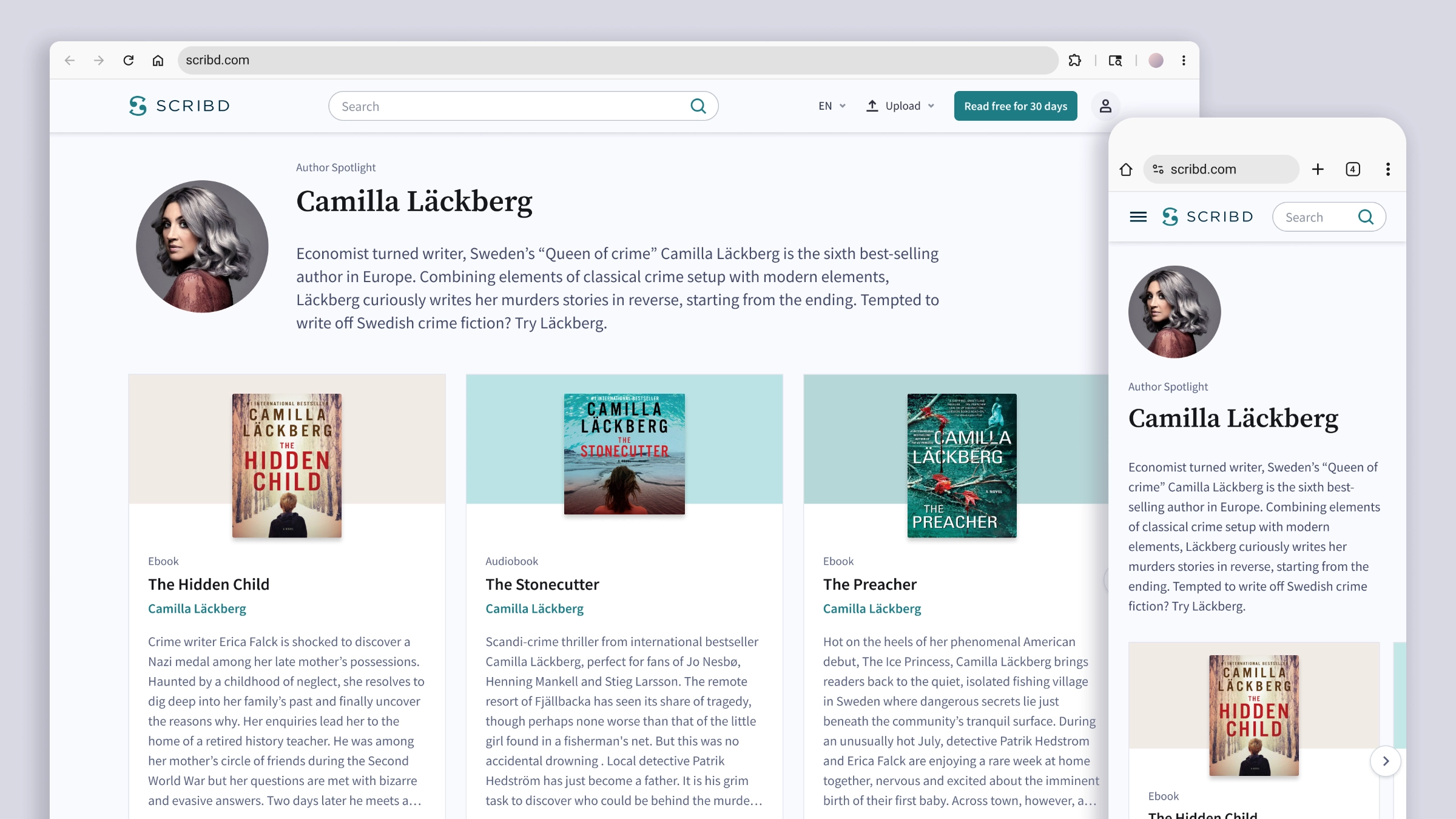 The Author Spotlight module on desktop and mobile